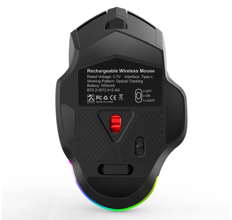 High End Rechargeable 3modes Wireless BT Gamer Mice Game Mous RGB Honeycomb Gaming Mouse