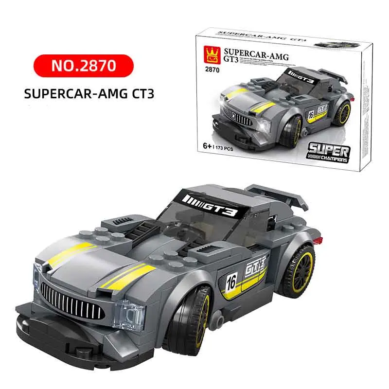 2870 Block Set 139+pcs Racing Car Sports Car Police Car Model Assembly Building Block Small particles Educational Children Toys