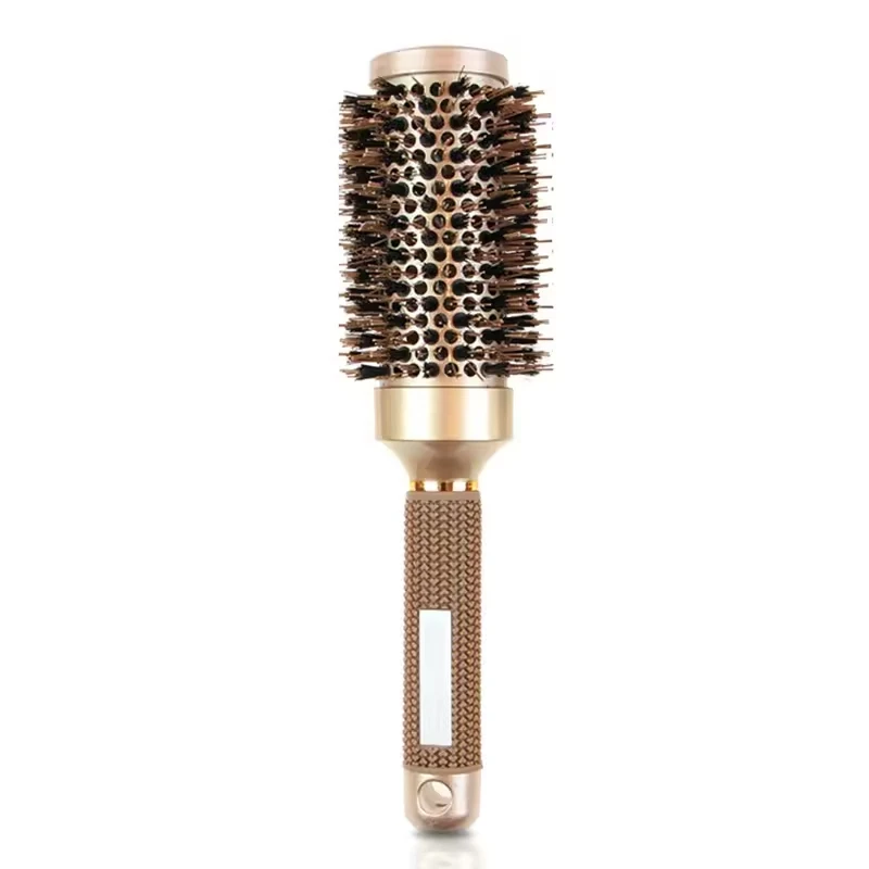 Factory Price Professional Custom Logo Heat Resistant Hairdressing Rolling Curly Round Hair Brush With Metal Base
