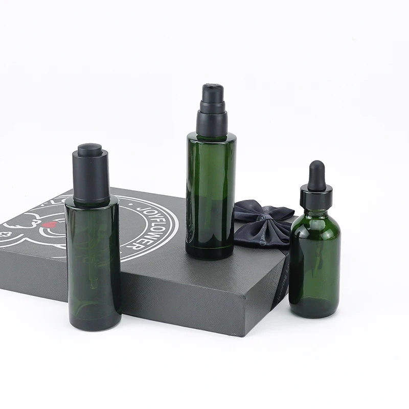 30ml 60ml 70ml High end dark green skin care essential oil bottle