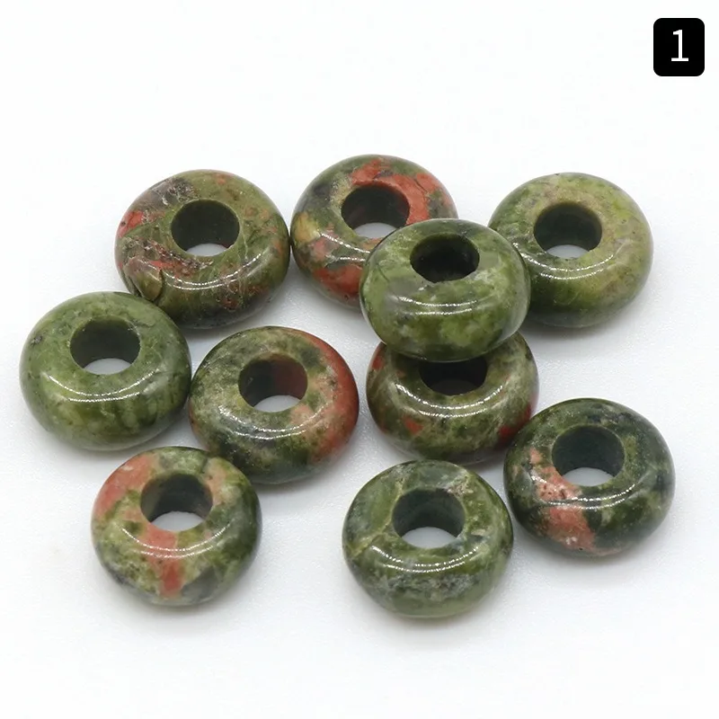 5*10mm Circle Natural Stone Beads With 4mm Hole Crystal Agate Jade Large Hole Beads For Jewelry DIY Bracelet Wholesale
