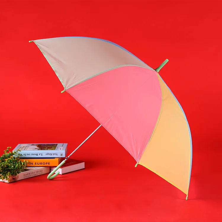 Custom Logo Transparent Umbrella Color  Straight Rod Automatic Umbrella Long Handle Wholesale