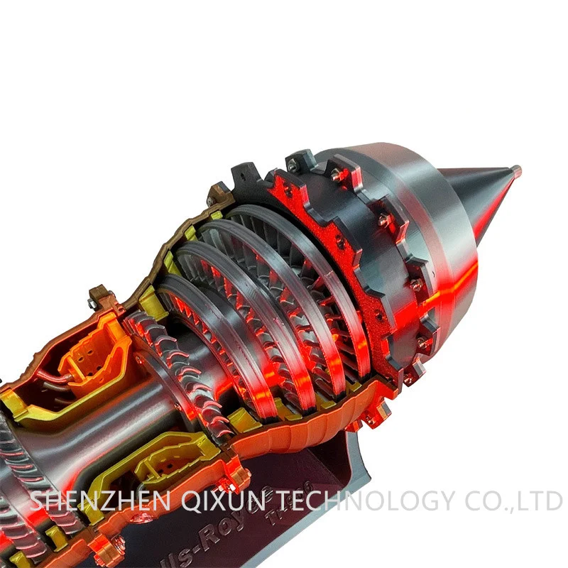 DLL719 Cool Souvenir Gift Rechargeable 3D Print Aircraft Turbofan Engine Model with LED Lights