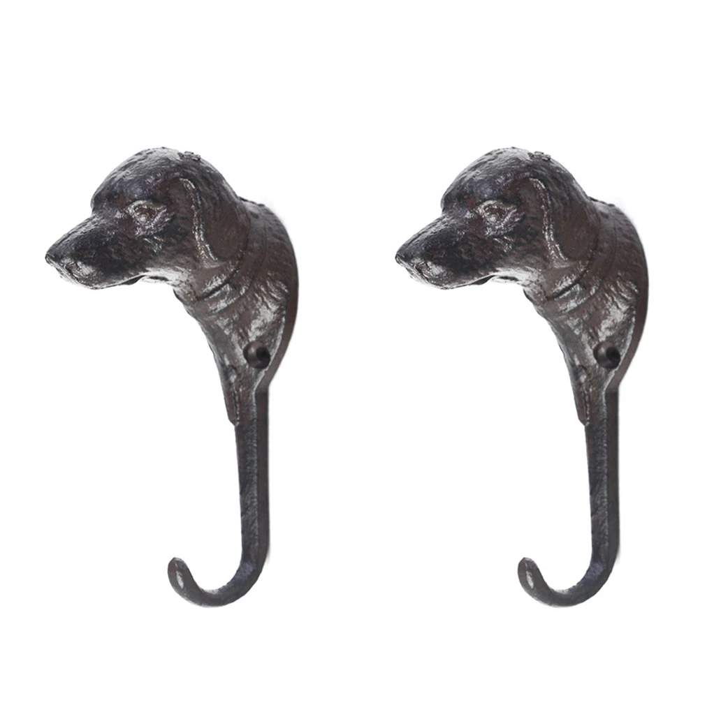 Wall-Mounted Hook Decoration Cast Iron Wall Hook Animal Dog Head Shape Coat Hat Bag Hanger Hook