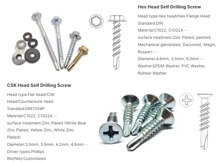 Stainless Steel 410 304 316 Hex Head Self Tapping Self-Drilling Screw  For Roofing Furniture