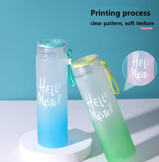 Hot Sell colorful letter glass water bottle with cloth cover frosted portable bottle glass