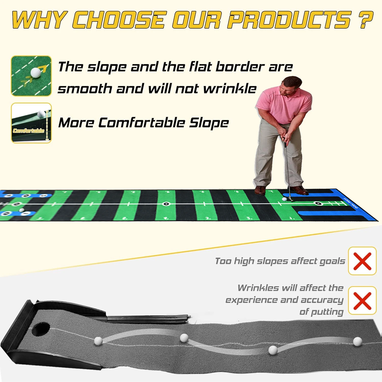 Indoor Golf Practice Putting Green Wholesale Customized Color Type Golf Strike Practice Putting Mat