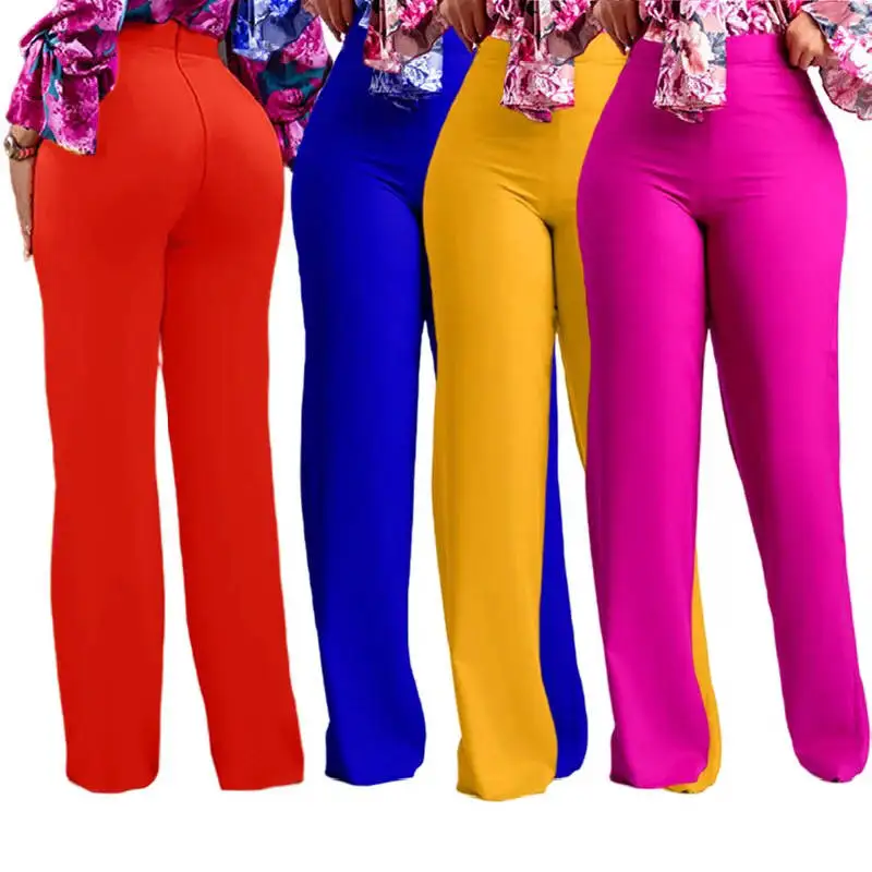 GX359 Wholesale Print High Waist Casual Women Plus Size Wide Leg Pants