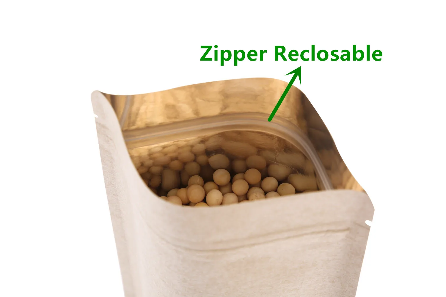 Stand Up Kraft Paper Zip Lock Bags With Inner Aluminum Foil - Food Grade Zipper Self Sealing Pouches Snacks Tea Package