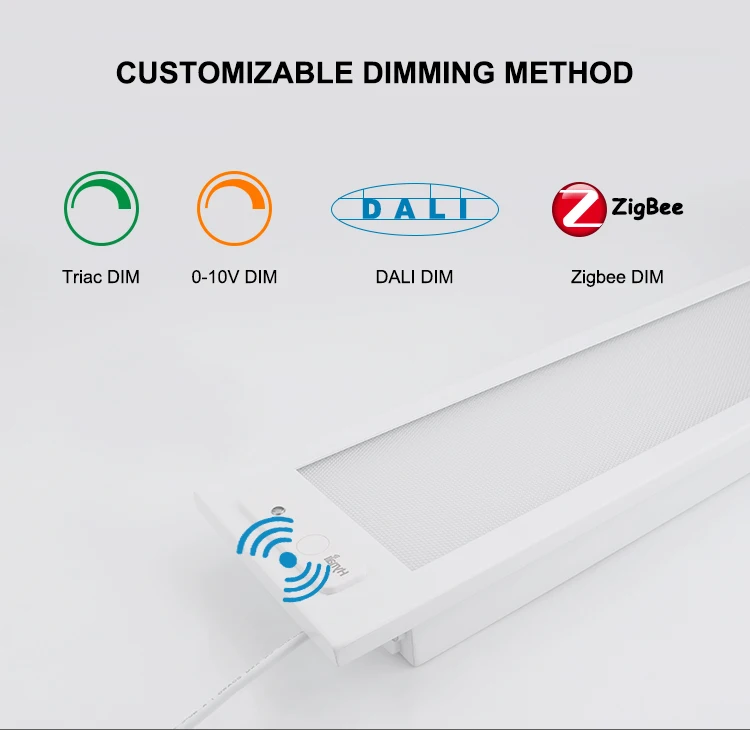 Europe Lighting Project Hanging Panel Light 600X600 30x90cm 195x1200 180x1500 DALI Dimmable Custom LED Panel Light with Sensor