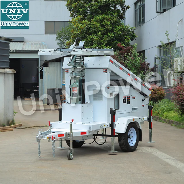 Emergency Rescue 4*100W mobile trailer solar led light tower hydraulic mast in Australia use