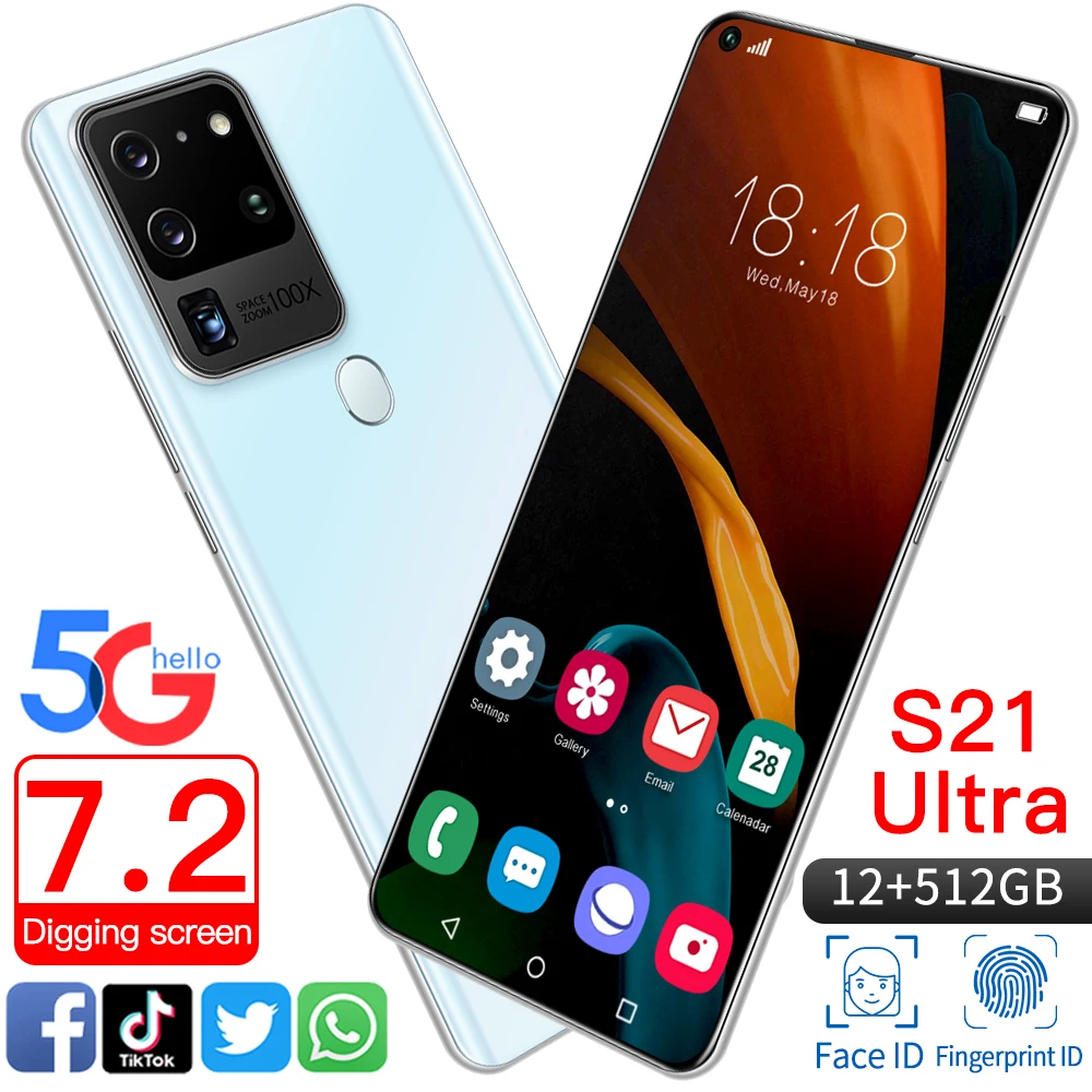 Смартфон S21 + 2021 дюйма 7 2x1440 Android 3220 16 512 ГБ 5G 6800