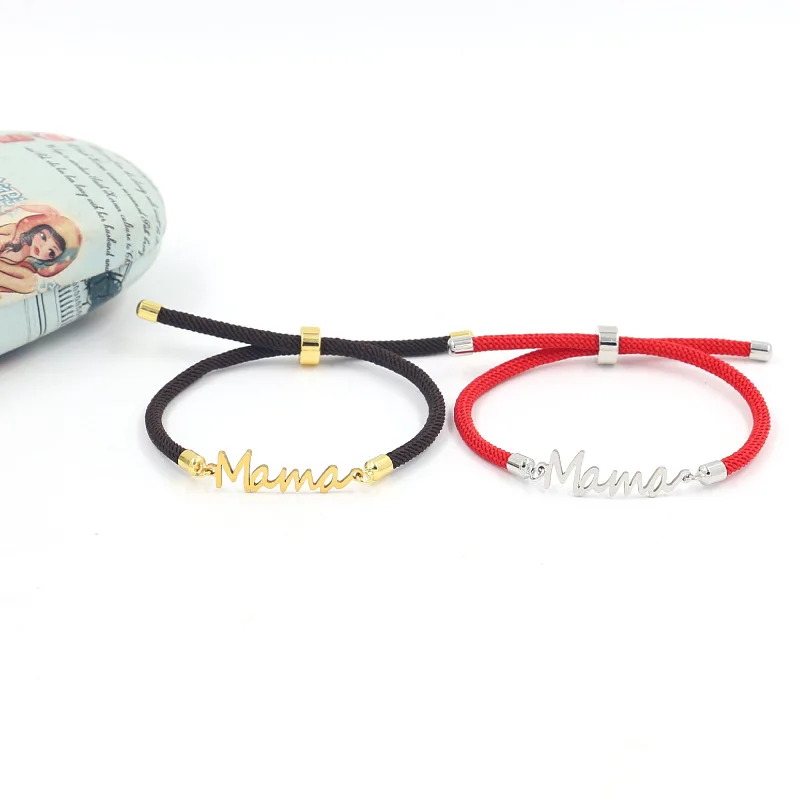 Custom Mama DIY Stainless Steel Letters Rope Adjustable Charm Making Bracelet