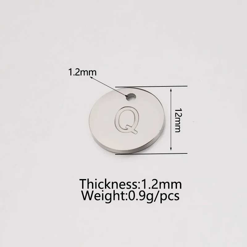 In stock High quality wholesale simple custom engrave stainless steel round letter tag charm pending jewelry