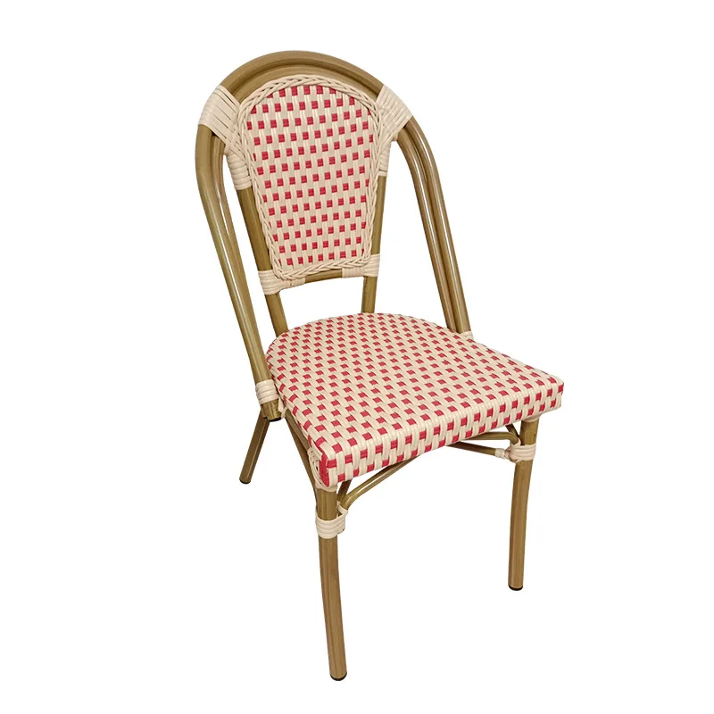 Waterproof stackable woven cafe french bistro rattan outdoor garden dining chair