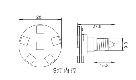 Wholesale Waterproof 28mm 9points 24V Auto program E10 Rgb LED Point Light For Amusement Park