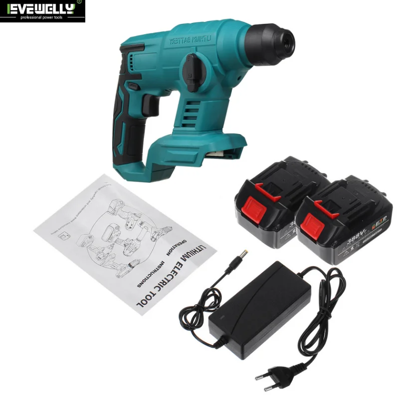 Evewelly 21V Lithium Battery Cordless Mini Power Electric Hammer Drills drill machine with 2*Batteries