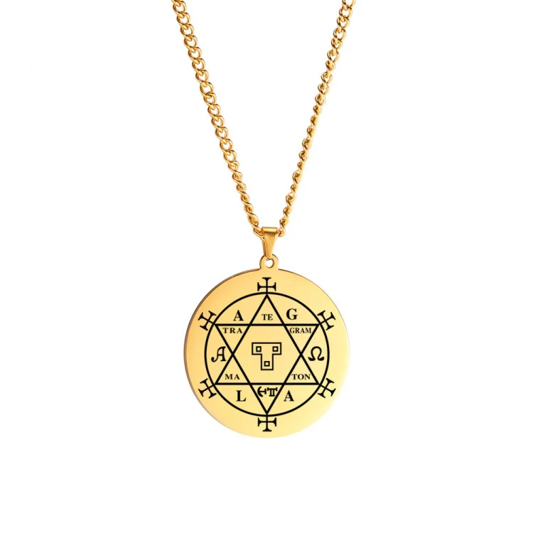 New Styles  Witchcraft Hexagram of Solomon Goetia Necklace Amulet Pendants  Talisman Stainless Steel Jewelry