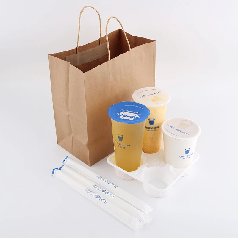 Bearing 5kg paper bag packaging factory wholesale custom printing coffee kraft paper bags logo for fast food take away