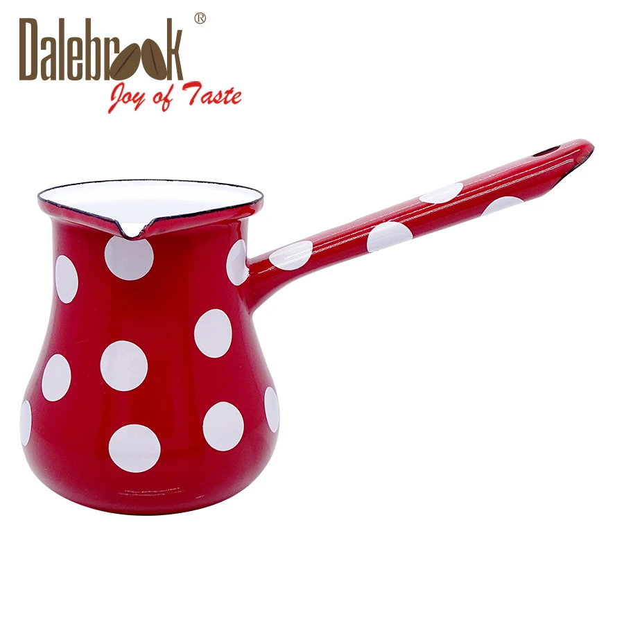 
Dalebrook Turkish Arabic Coffee Warmer Greek Cezve Ibrik Enamel Ceramic Mug Induction Tea Milk Brass Coffee Pot Cookware Set 