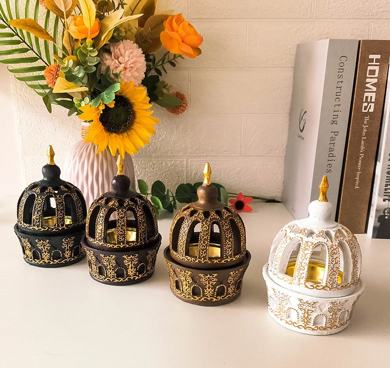 Middle East Arab resin incense burner electroplated gold tower incense burner