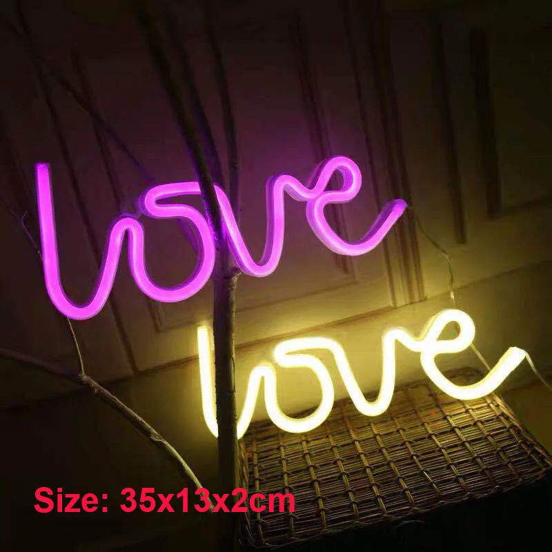 Led Neon Sign Confession Romantic Decoration Love Shape Night Light Wedding Party Props