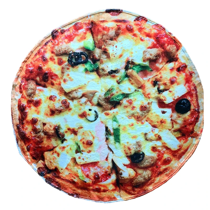 Digital print pizza blanket elastic Accept Customized Logo Fluffy fashion food burrito blanket