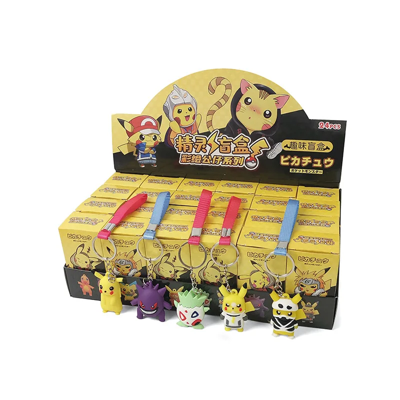 New arrival pokemoned blind box toys action figures Pokemo Ka waii Pika chu keychain bag pendant anime collection toys for gift