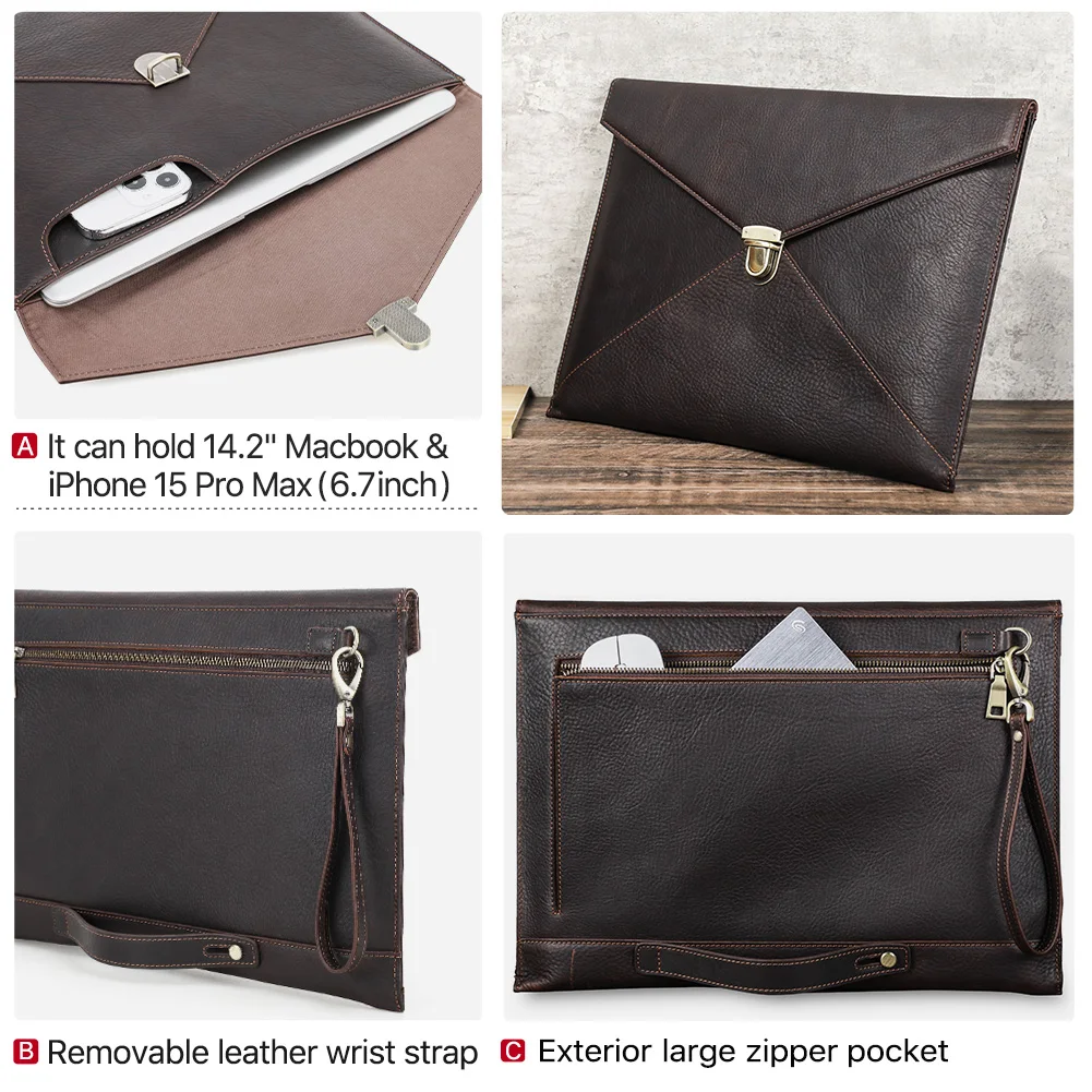 14 In Mac Laptop Case Envelop-shape Leather Laptop Protective Cover Custom Laptop Sleeve For Mac book Air 13.6 Pro M2 M3 CF3054