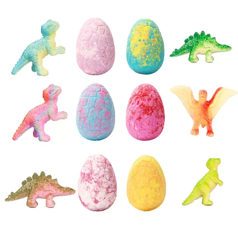 Bath Supplies Factory Customize Plant Fragrance Kids Bubble Dinosaur Egg Bath Bomb with Surprise Inside Dino