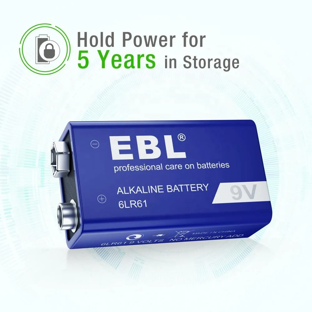 EBL 9V Alkaline Battery - Long Lasting 9 Volt For Smoke Alarms Electronic Toys