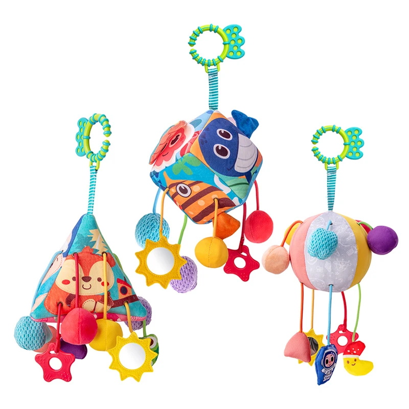 Hanging blocks baby 6 in 1 multifunction activity cube cloth soft sensory toys tissue box