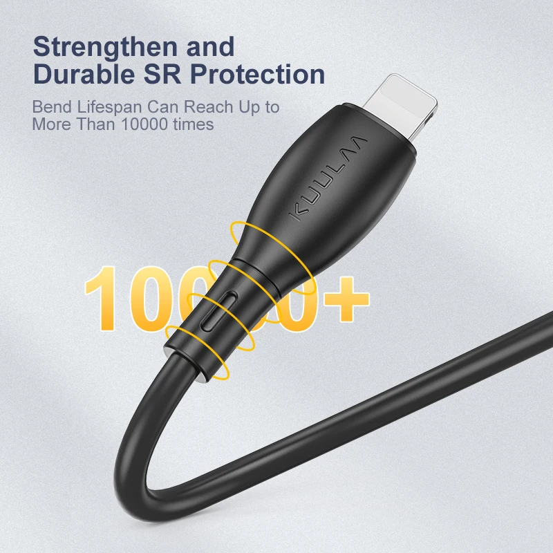 Kuulaa 1M 2M Durable Soft Liquid Silicone PD 27W Lighting To Type-C Cable PD27W Charging Cable For iPhone 12