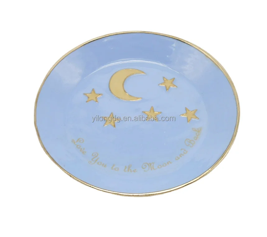 round ring dish with moon and star decoration