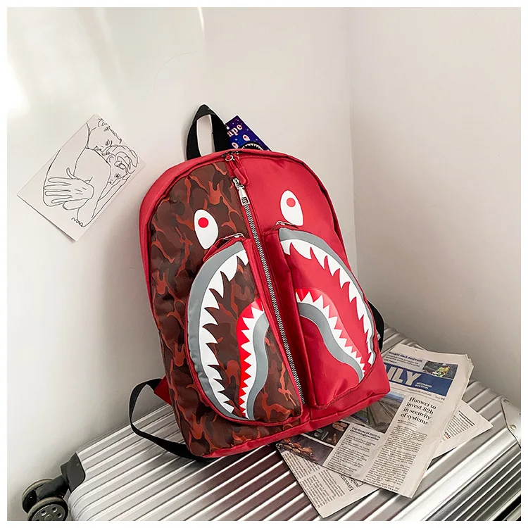 New Shark Bag Bape Personality Graffiti Student Backpack Men And women Fashion