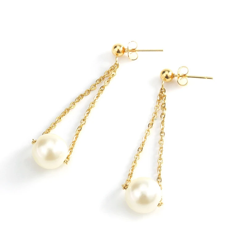 316L cheap vintage metal pearl ball earring gold stud