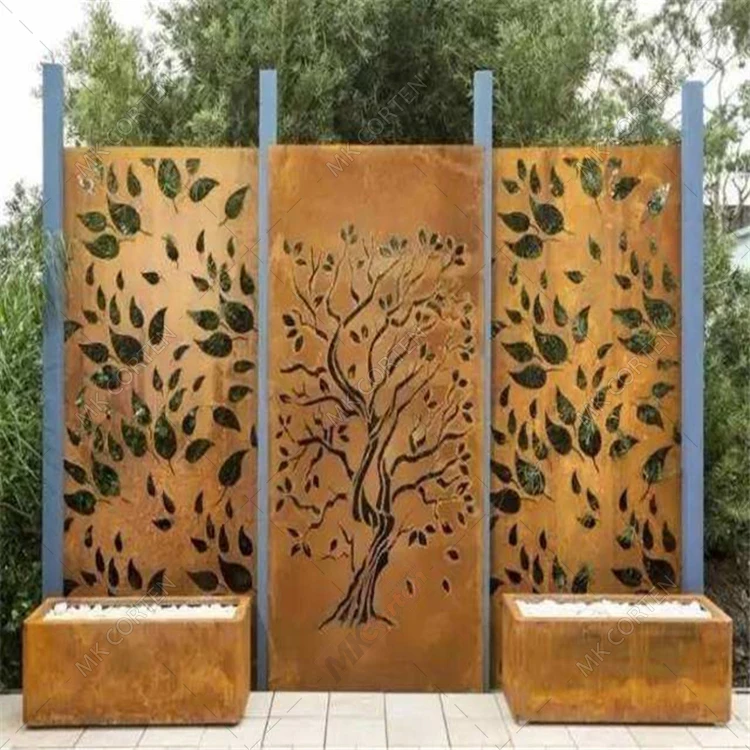 Customized Decorative Privacy Art Metal Screens Corten Steel Garden Screen