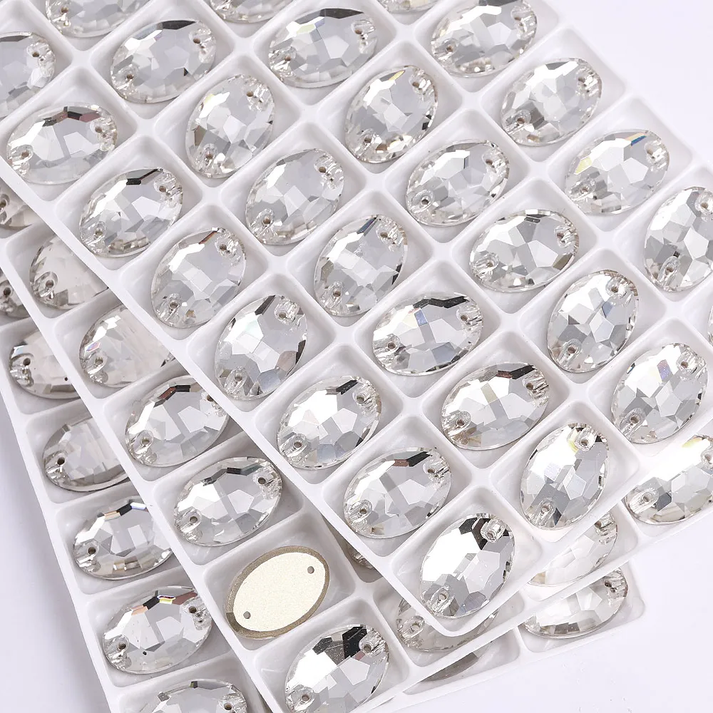 Oval Crystal Sew-on Rhinestones 3210 Flat Back 2 Holes High Quality Glass Garment Beads Clothing Sewing Accessories