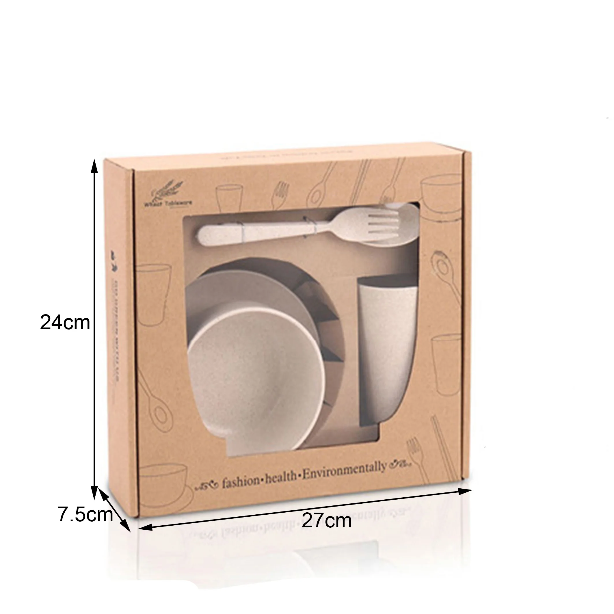 
Hot sale Reusable Camping Biodegradable Wheat Bowl Plate Cup Cutlery Portable Gift Box 