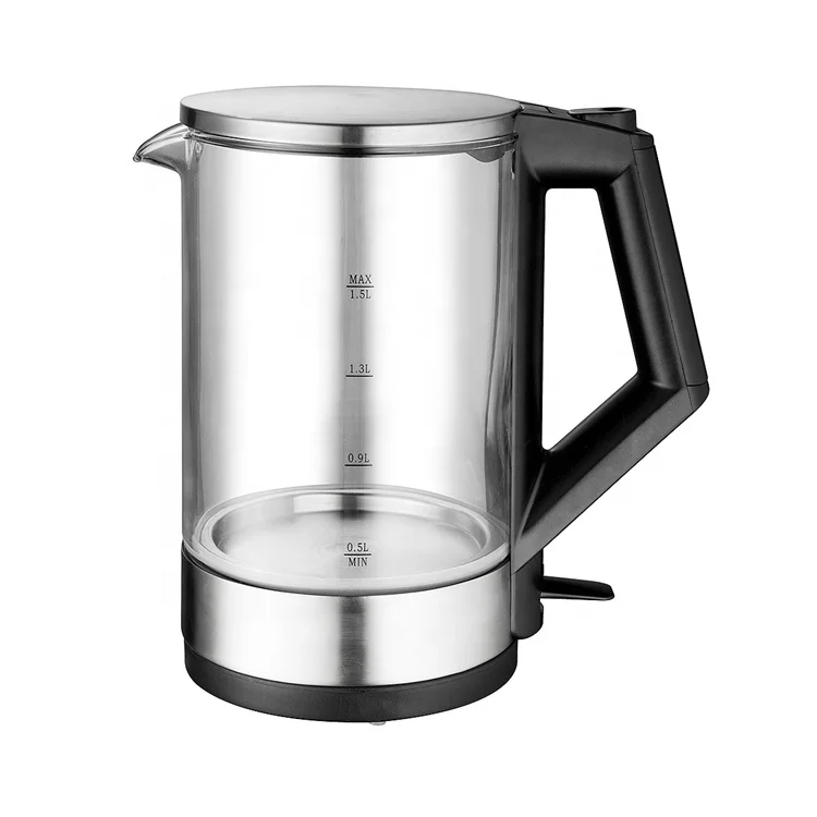 
Amazon Лучшие продажи бесплатный образец большой емкости 110V 1.7L 1.8L стекло воды чай части из нержавеющей стали электрический стеклянный чайник 