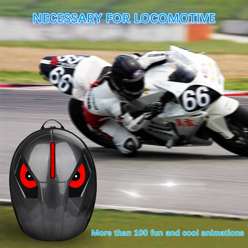Motorcycle Backpack for Men LED Backpack with Programmable Screen Hard Shell Large Capacity Waterproof Helmet Laptop Backpack
