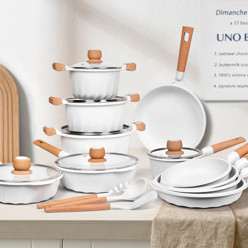 Cooklover Classic Marble Stone Cooking Pot Die Cast Non Stick Aluminium Cookware Set