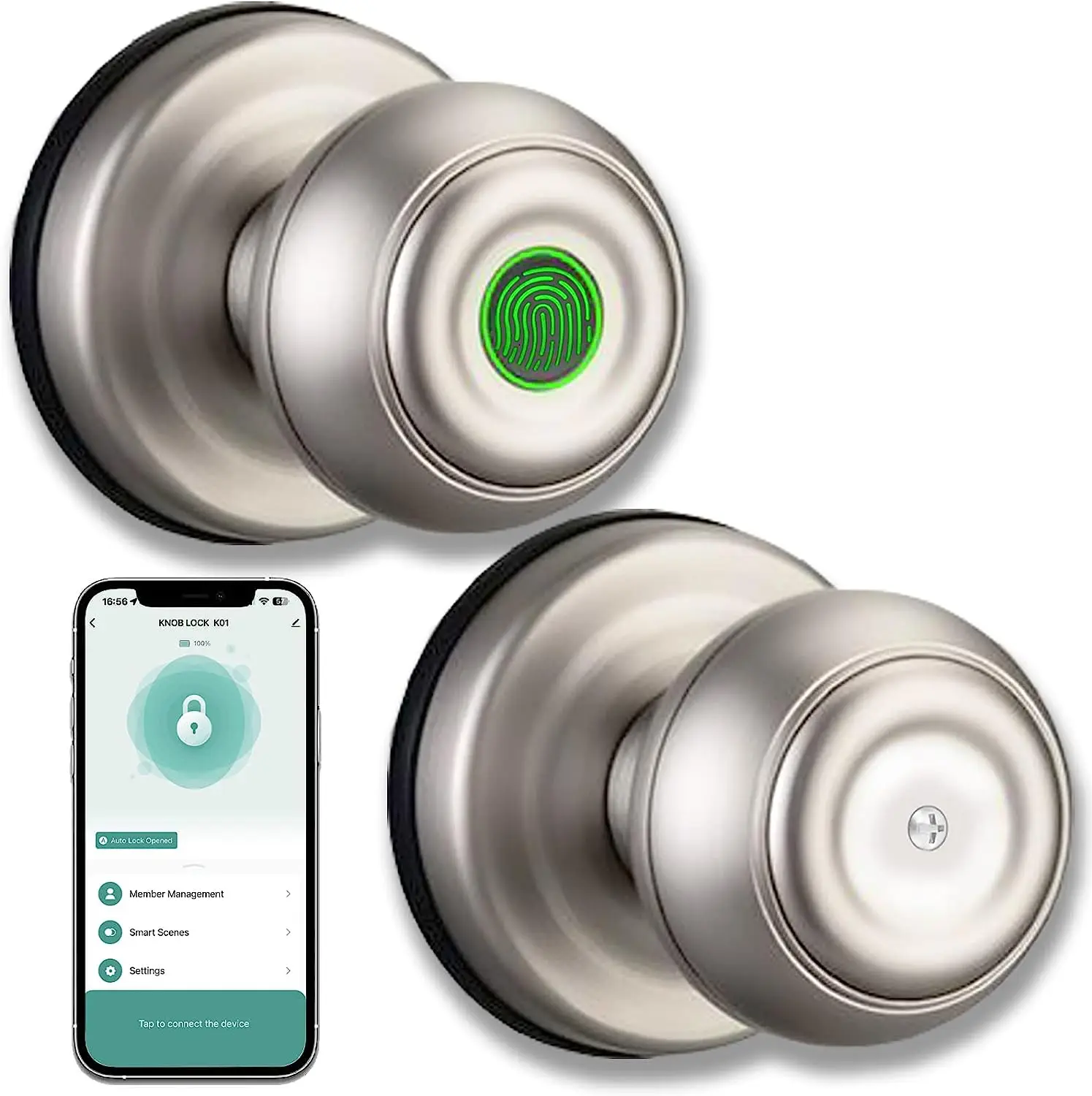Smart Door knob, Fingerprint Door Lock Smart Lock Biometric Door Lock Fingerprint Door knob with App Control, Great for Bedrooms
