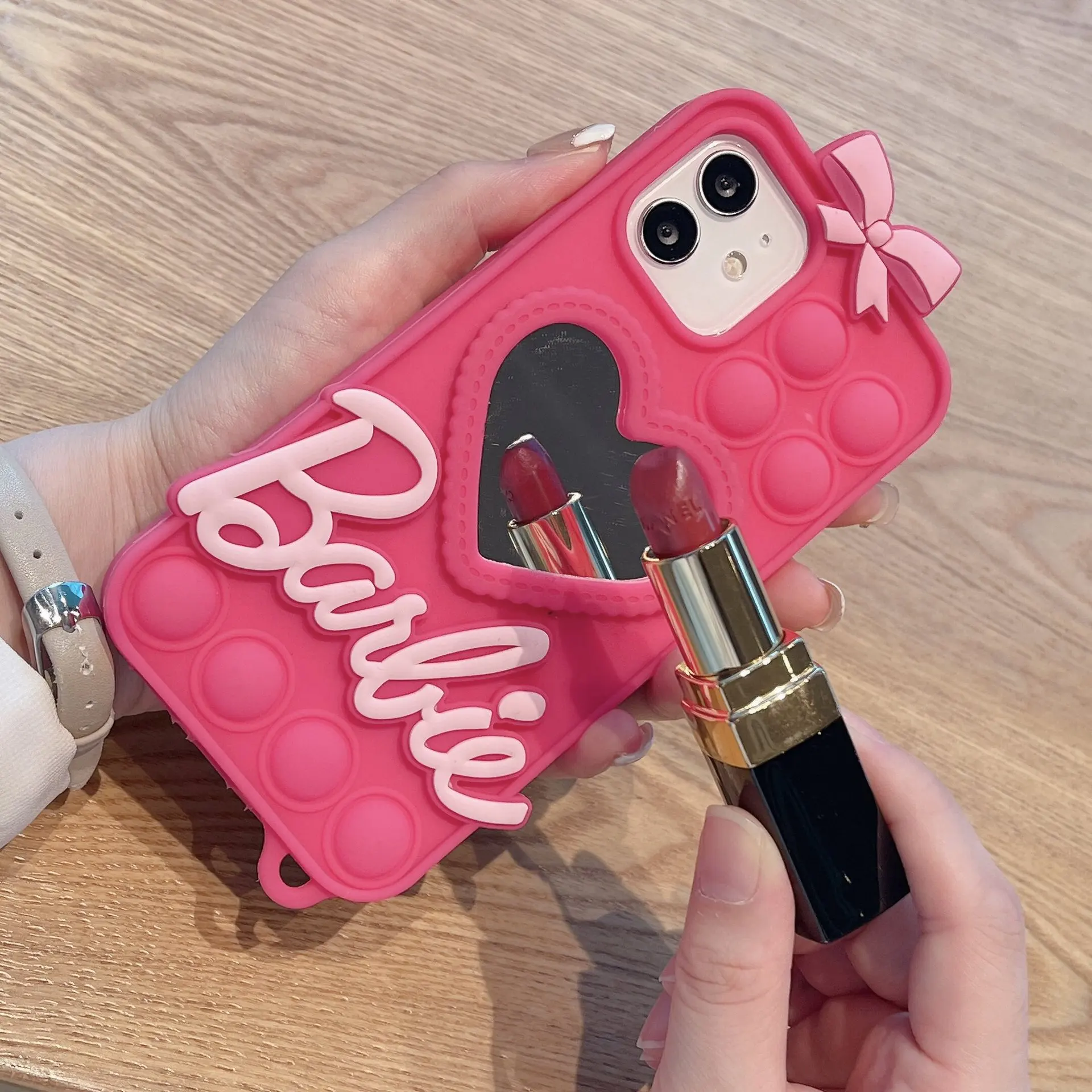 Barbie Love Mirror Phone Case Fashion Female Iphone 14 Pro Max Protective Case Soft Women 1213Promax Cell Holder Accessory Gifts