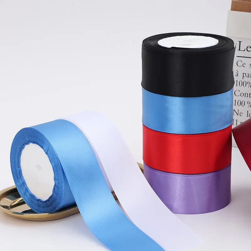 1 2.5  4 cm 25 Yards/Roll Satin Ribbons For Crafts Bow Handmade Gift Wrapping Christmas Wedding Decorative gift Ribb