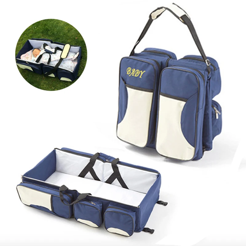 
High-quality and large-capacity design mommy outdoor baby folding stuffed bed, diaper backpack 