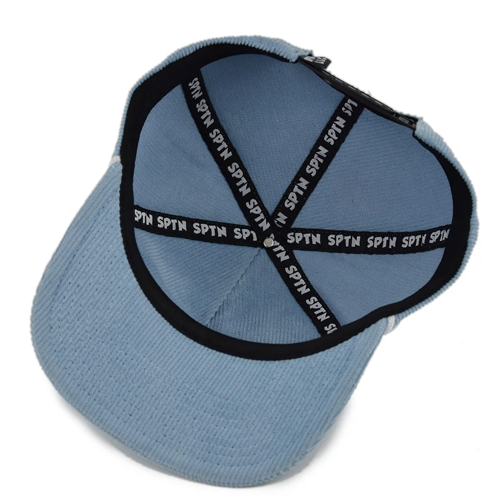 Customized Patch Logo Custom Corduroy Hip Hop Plain Baseball Hat 100% Cotton 5 Panel Gorras Snapback Cap With Rope