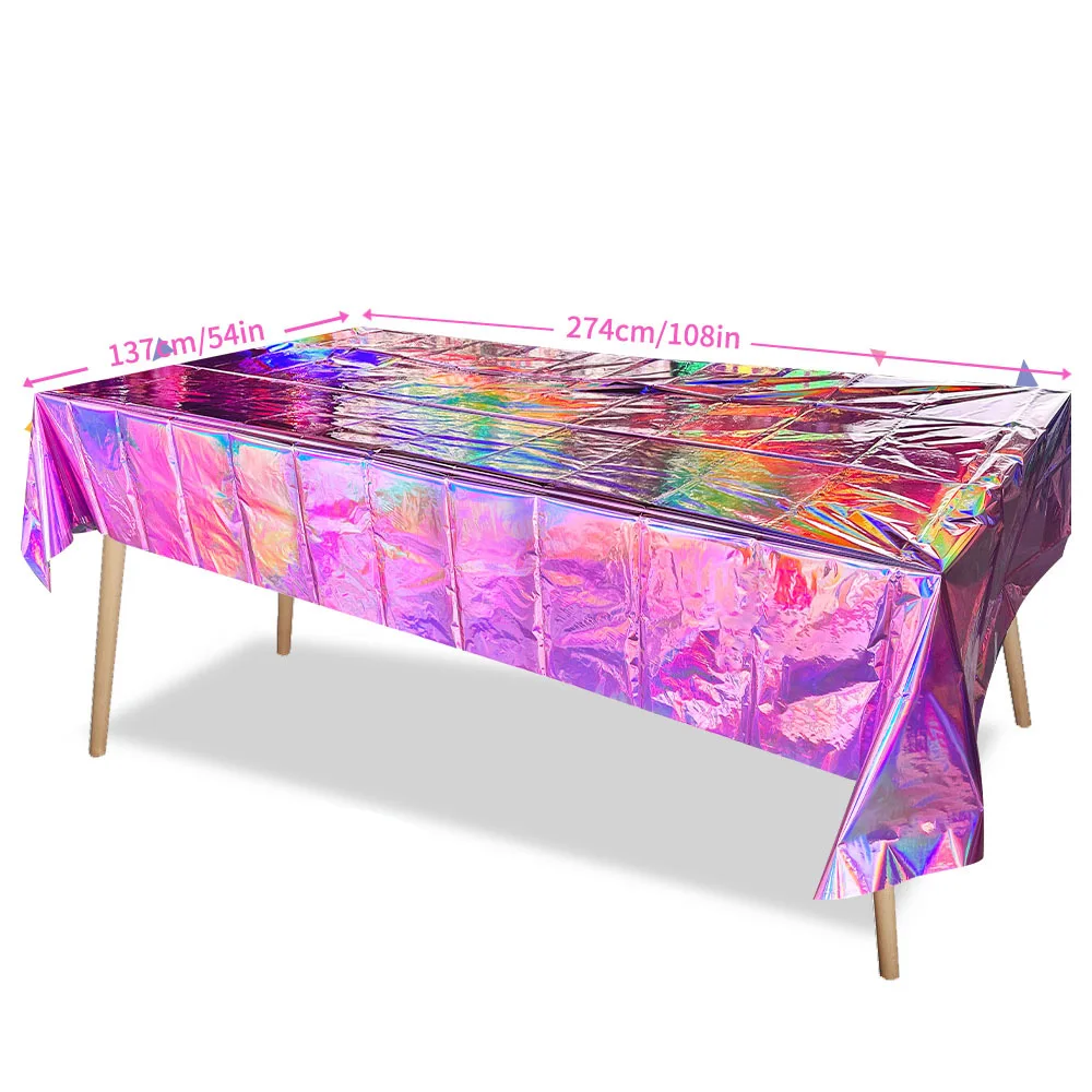 Modern Disposable Colorful PE Plastic Tablecloth Handmade Laser Design Oil-Proof and Waterproof for Picnic Camping and Parties