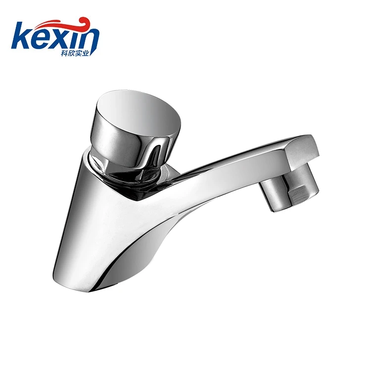 Public Bathroom Self Closing Brass Material Tap Push Button Chrome Time Delay Faucet