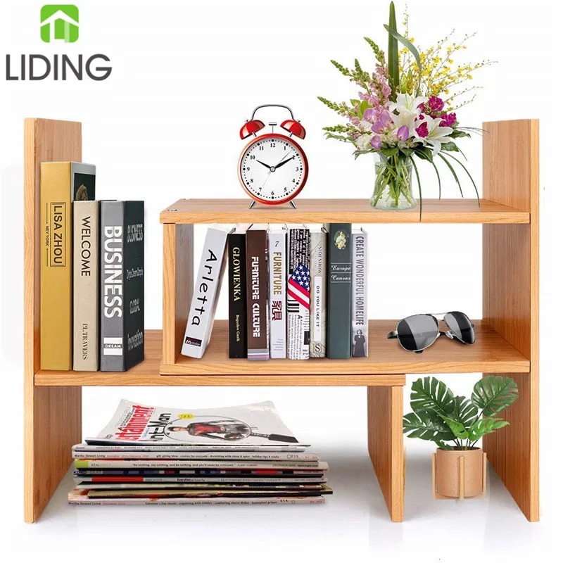 High Quality Adjustable Bamboo Desktop Bookshelf Desk Organizer